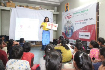 at Kanchanwadi Aurangabad we educated 363 girl students about menstrual health and hygiene, Balika ashram